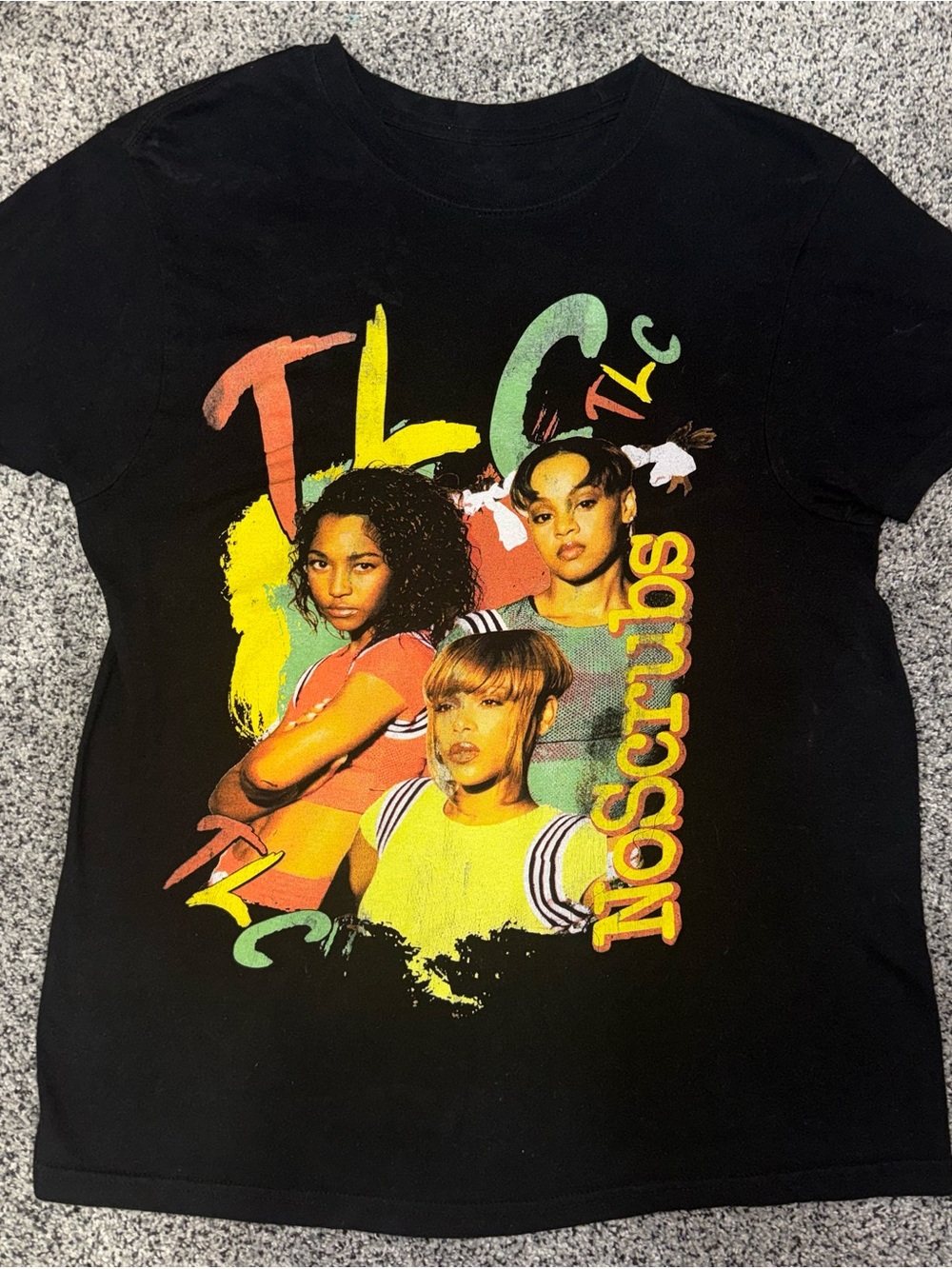 Women’s TLC Black Graphic T-Shirt Top size Small Medium